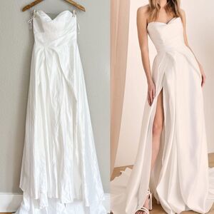 Lifetime of Love White Satin Strapless A-Line Gown